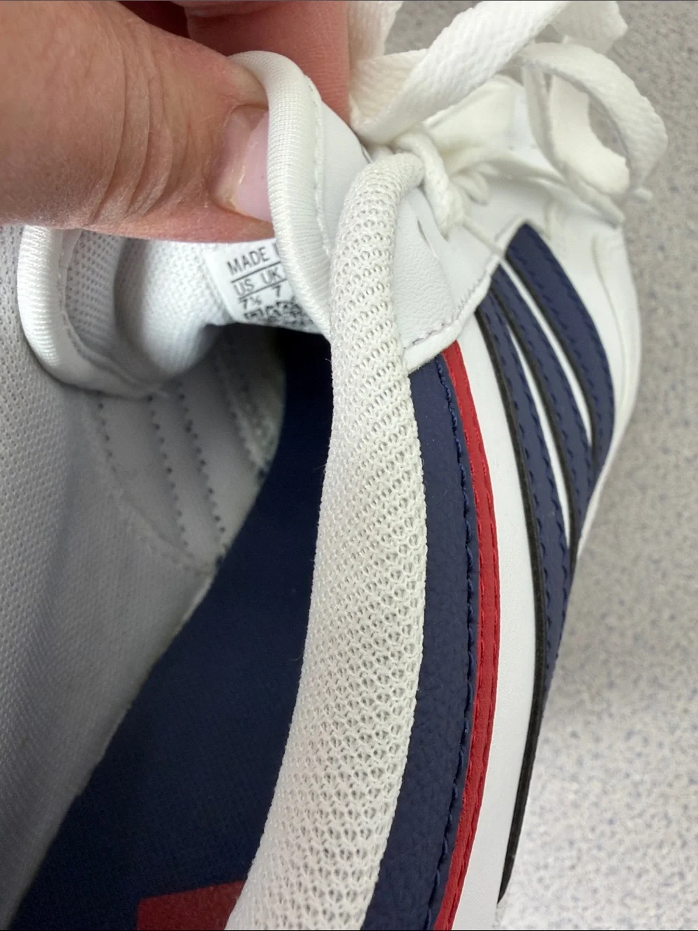 adidas White Navy Red Low-Top Sneakers — Classic 3-Stripes